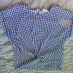 Blue and White Checkered Kids Blouse